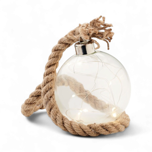 Glass bauble with LED warm yellow lights