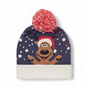 Christmas knitted acrylic beanie with bobble