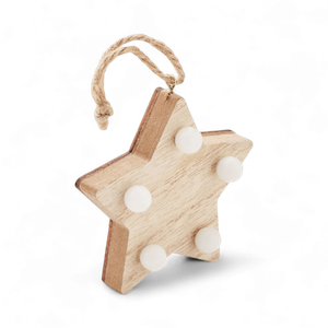 Wooden star decoration with LED lights