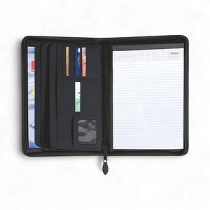 A4 zipped conference folder with 20-sheet recycled notepad