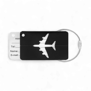 Aluminium luggage tag with metal string