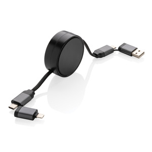 Terra RCS recycled aluminium retractable 6 in 1 cable Terra RCS recycled aluminium retractable 6 in 1 cable
