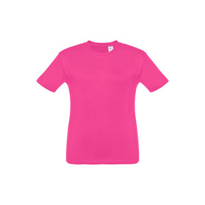 Kids' T-shirt (unisex) in 100% carded cotton jersey (150 g/m²). Contains a 1x1 Rib collar with jersey reinforcement bias tape. Cut and sewn garment, double stitched on the sleeves and hemline Kids' T-shirt (unisex) in 100% carded cotton jersey (150 g/m²). Contains a 1x1 Rib collar with jersey reinforcement bias tape. Cut and sewn garment, double stitched on the sleeves and hemline