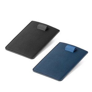 RFID blocking card holder in PU with polyester strap to easily remove the cards. Capacity to store up to 2 cards RFID blocking card holder in PU with polyester strap to easily remove the cards. Capacity to store up to 2 cards