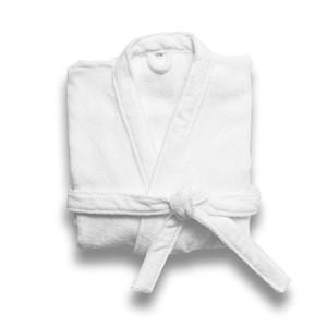 Cotton (82%) and recycled cotton (18%) bathrobe (350 g/m²). It has a soft touch fabric, 1 adjustment belt and 2 pockets (1 on each side). With OEKO-TEX certification. Made in Europe Cotton (82%) and recycled cotton (18%) bathrobe (350 g/m²). It has a soft touch fabric, 1 adjustment belt and 2 pockets (1 on each side). With OEKO-TEX certification. Made in Europe