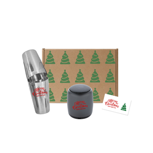 MOQ 50 - Christmas pack with stainless steel cocktail shaker and wireless speaker MOQ 50 - Christmas pack with stainless steel cocktail shaker and wireless speaker