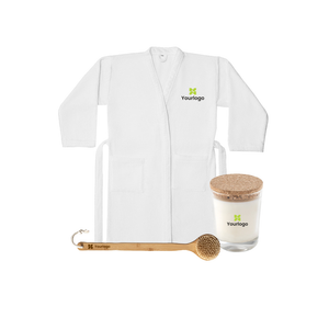 Wellness pack with 350g cotton bathrobe and bamboo shower brush Wellness pack with 350g cotton bathrobe and bamboo shower brush
