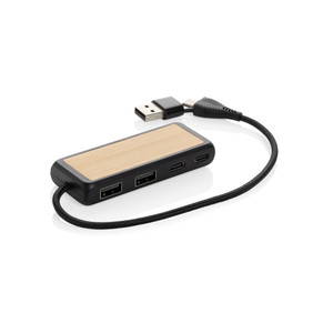 Link RCS recycled plastic and bamboo dual Input USB hub Link RCS recycled plastic and bamboo dual Input USB hub