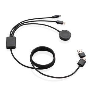 Terra RCS rPET 6-in-1 charging cable with watch charger Terra RCS rPET 6-in-1 charging cable with watch charger