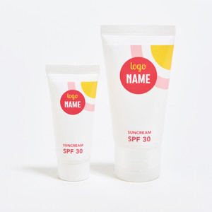 Sunscreen with custom printed label Sunscreen with custom printed label