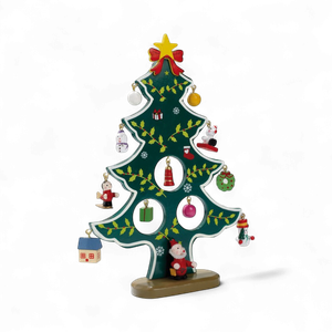 Wooden Christmas tree decoration set with hangers