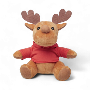Plush reindeer toy with removable hoodie