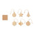Set of 6 wooden christmas ornaments with jute cord