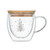 Double wall borosilicate 220ml mug with bamboo lid