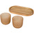 Wooden acacia serving tray with 200ml glass cups