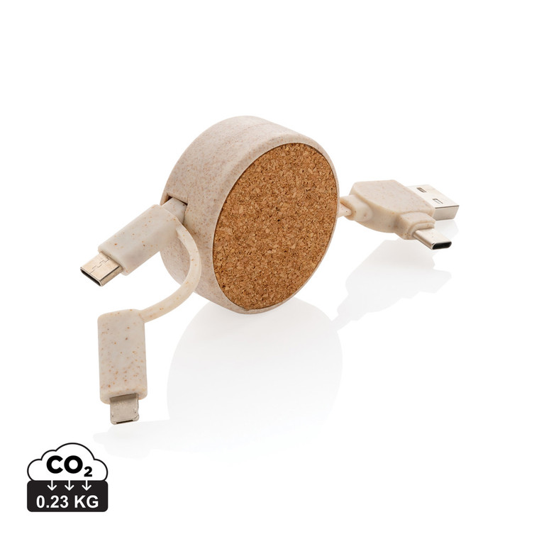 Cork and Wheat 6-in-1 retractable cable