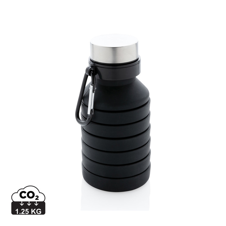 Leakproof collapsible silicone bottle with lid