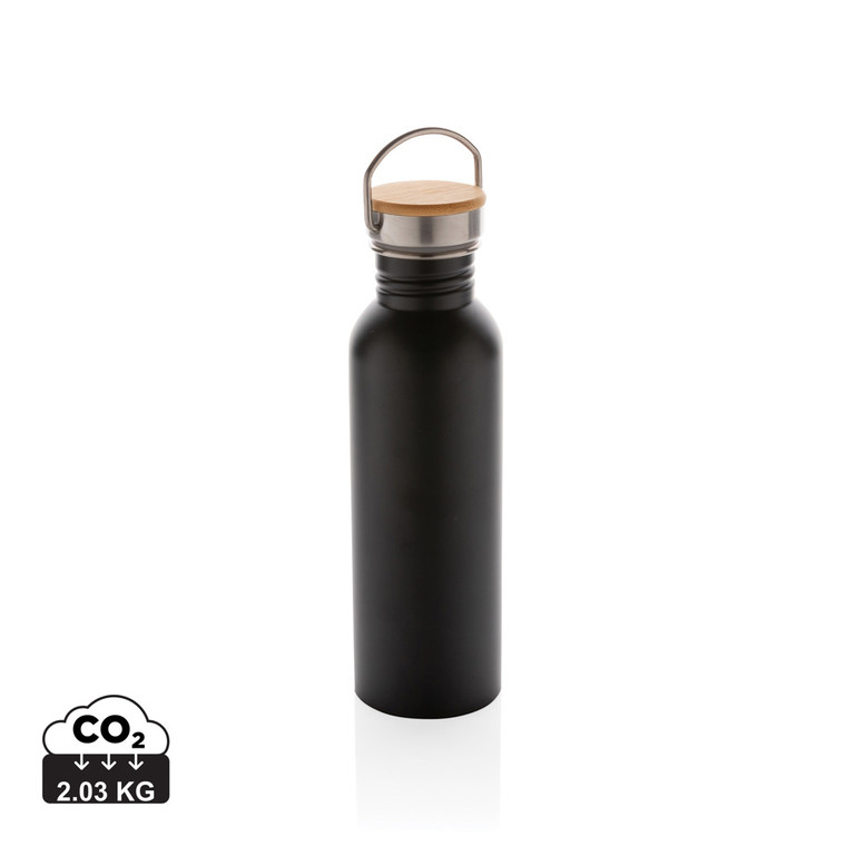 Modern stainless steel bottle with bamboo lid