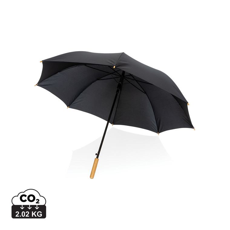 27" Impact AWARE™ RPET 190T auto open bamboo umbrella