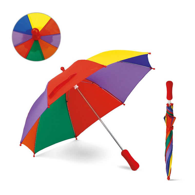 Colourful polyester kid's umbrella with manual opening and EVA handle