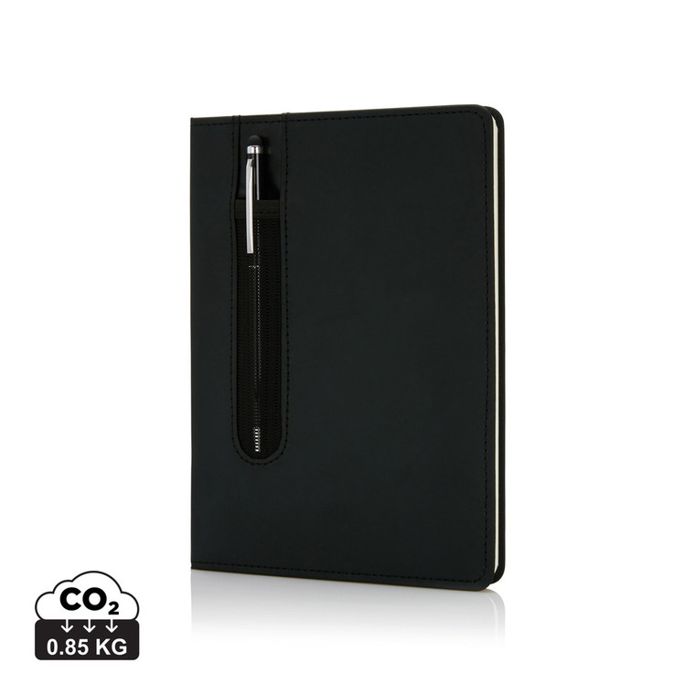 A5 hardcover PU notebook with stylus pen