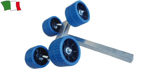 Quadruple blue side roller with adjustable shaft, tube 40x40 mm.