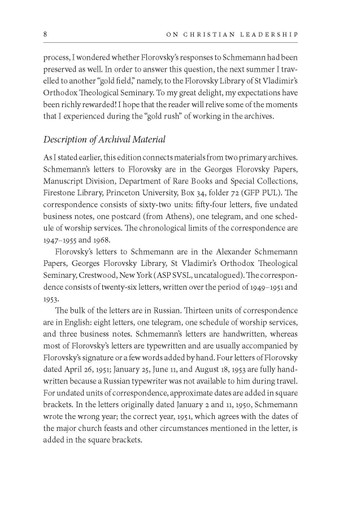 On Christian Leadership: The Letters of Alexander Schmemann and Georges Florovsky (1947-1955)