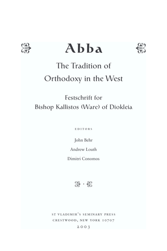 Abba: The Tradition of Orthodoxy in the West