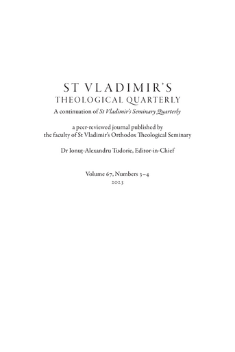 St Vladimir's Theological Quarterly, Volume 67, Numbers 3-4 (2023)