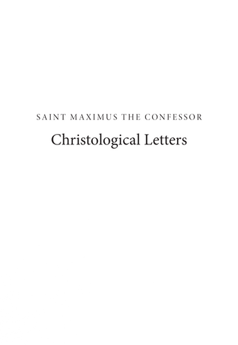 Christological Letters: St. Maximus the Confessor