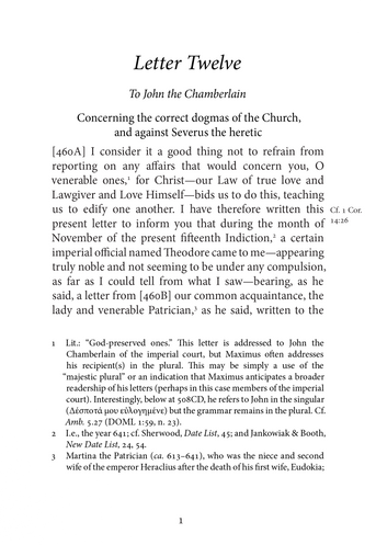 Christological Letters: St. Maximus the Confessor