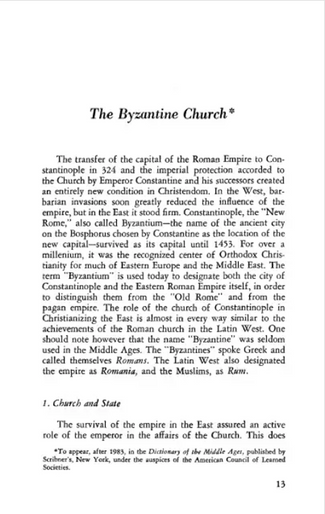 The Byzantine Legacy in the Orthodox Church