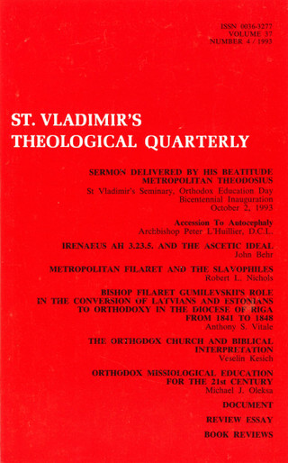 St Vladimir's Theological Quarterly, vol. 37, no. 4 (1993)