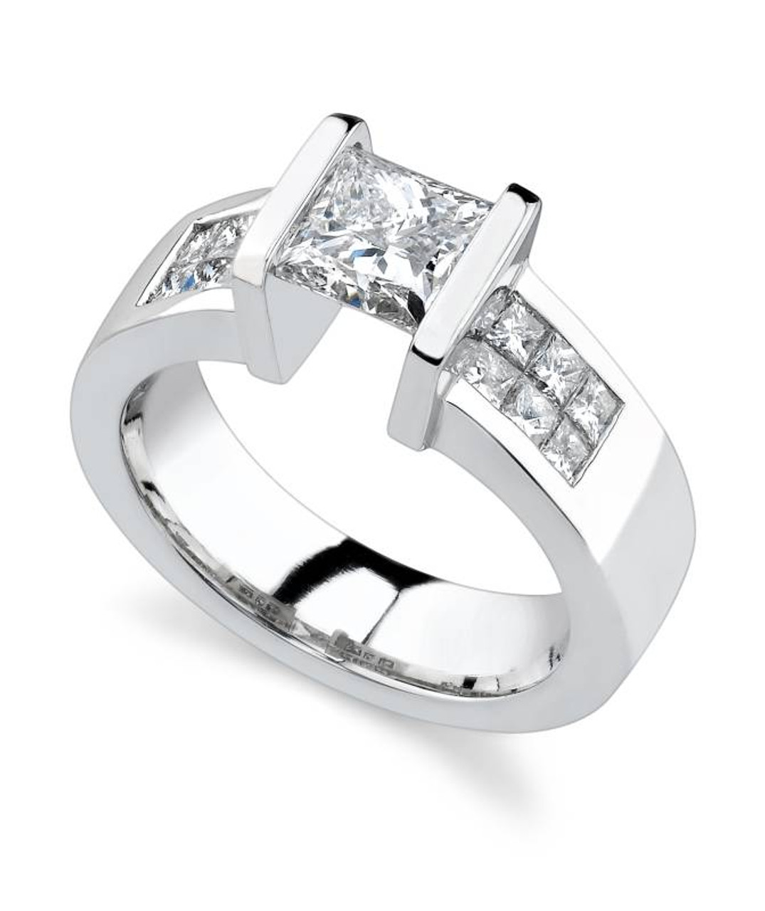 tension set princess cut diamond ring