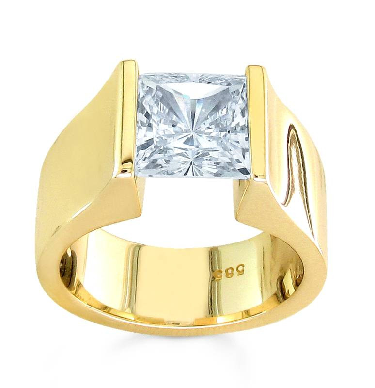 Tension Set Princess Cut Diamond Ring - CDS0135 - Gale