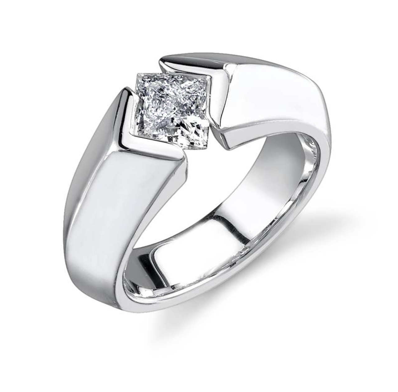 tension set princess cut diamond ring