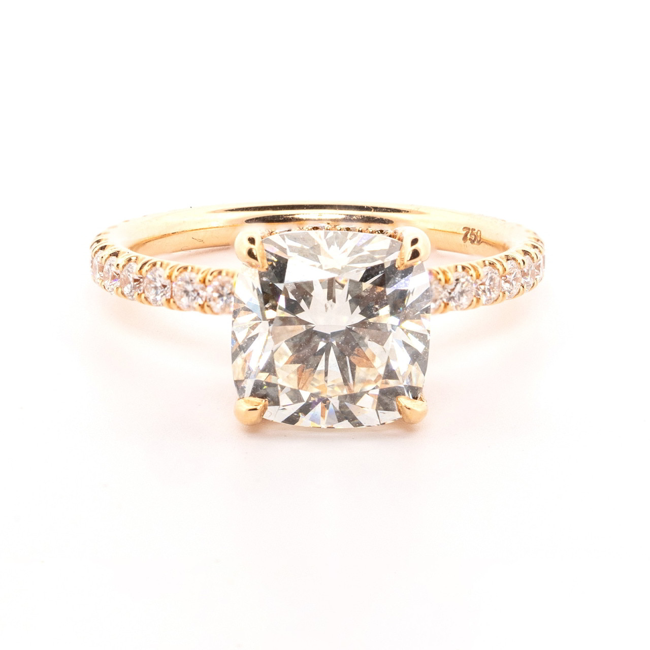 Whispering Romance Cushion Cut Ring in 18kt Rose Gold w/ Hidden Halo