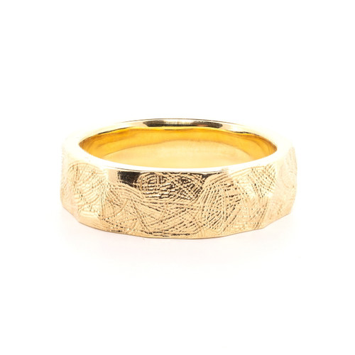 Hammered Look Men's Band 14kt Yellow