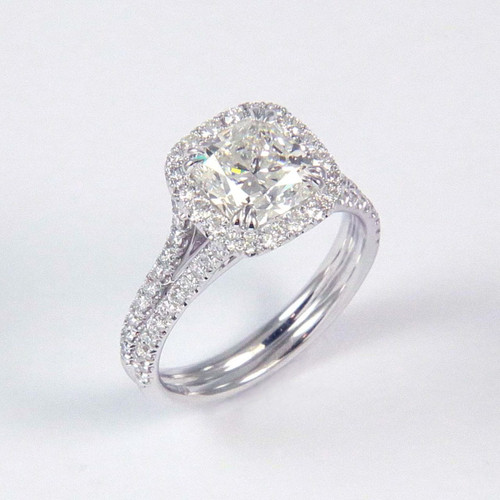 2.41ct Lab Grown Cushion Cut Diamond Halo Ring