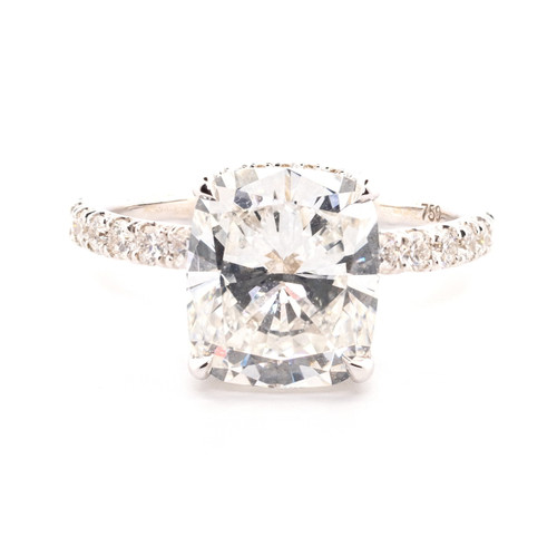 Natural 2.56ct Cushion VVS2-D 18kt White Gold Diamond Ring