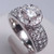 Round Halo Engagement Ring with Triple Row Prong Set Pave Shank - CDG0189