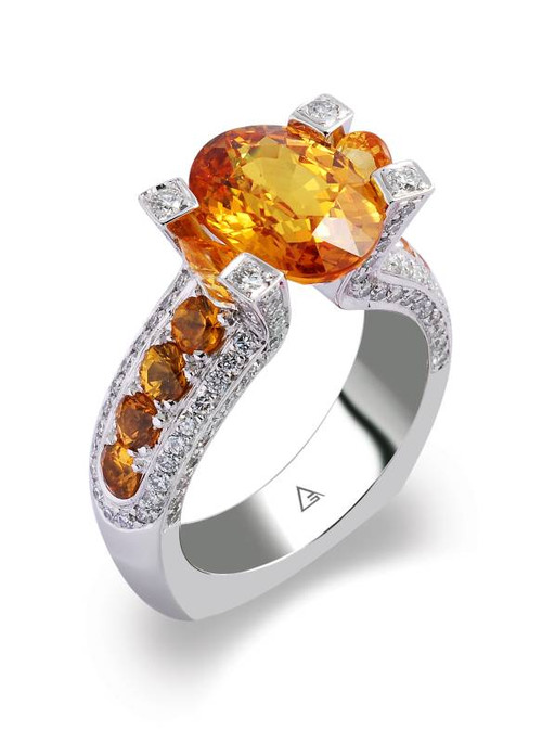 Tension Set Oval Cut Colored Stone Ring - CDS0022 - Gale Diamonds