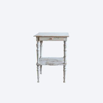 Shabby Chic Bedside Table, Antique Swedish 19th Century, Pine, White, Rustic