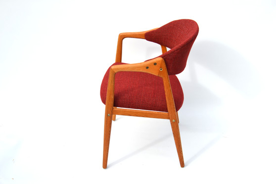 Mid Century Red Scandinavian Office Arm Chair 1950s