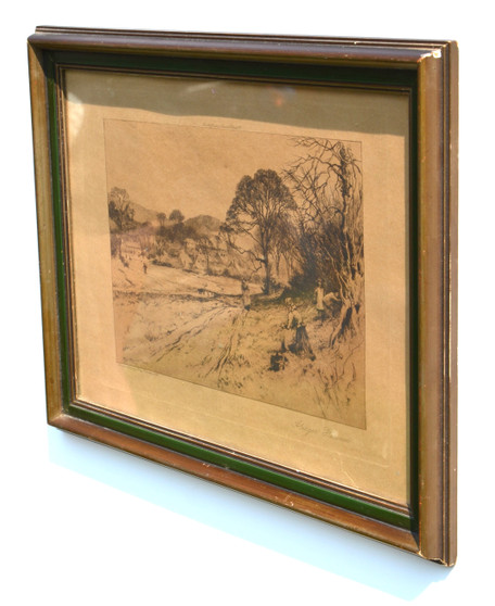 Original Etching By Percy Robertson "Abinger Hammer" 1908, Signed and Framed