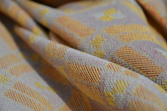 Vintage Woven Eco Violet Yellow Red Fabric East Europe 1970s