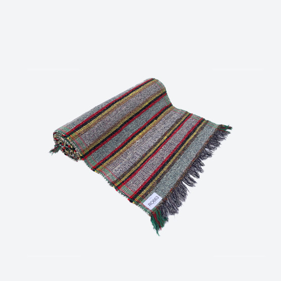 Contemporary Swedish Handwoven Cotton Craftsmanship Multicolour Green Red Yellow Black Rag Rug