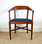 Art Deco Oak Arm Chair 1930s, Sweden, Blue Vevet, Antique, Vintage