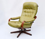 Vintage Mahogany & Green Leather Rocking Recliner Chair From Göte Möbler