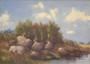 Scandinavian Mid 20th Century Landscape Oil Painting, Signed A.B.Fusrten, Framed